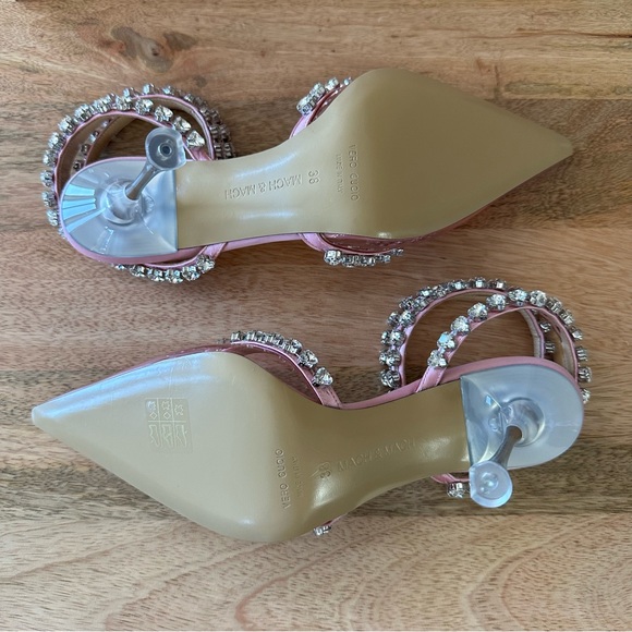 🆕 Mach & Mach Audrey Crystal Hearts Pink PVC Pumps - Picture 4 of 16